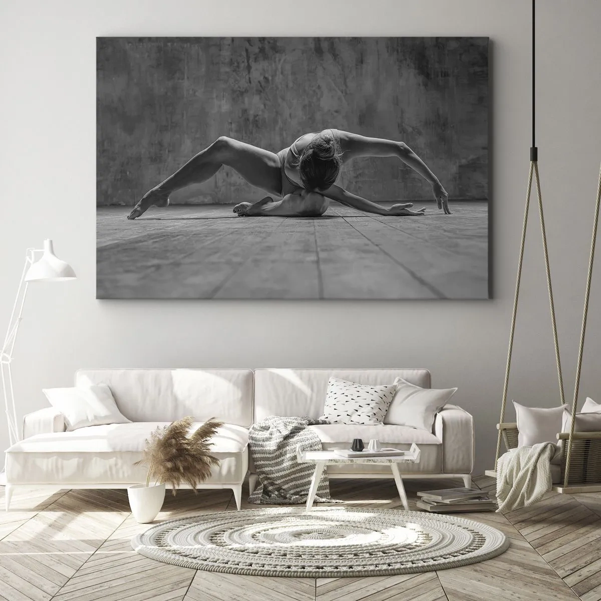 Impression sur toile - Image sur toile - Une danseuse dans une pose artistique - 70x50cm - Symétrie trouvée - Décoration murale moderne pour le salon et la chambre ARTTOR