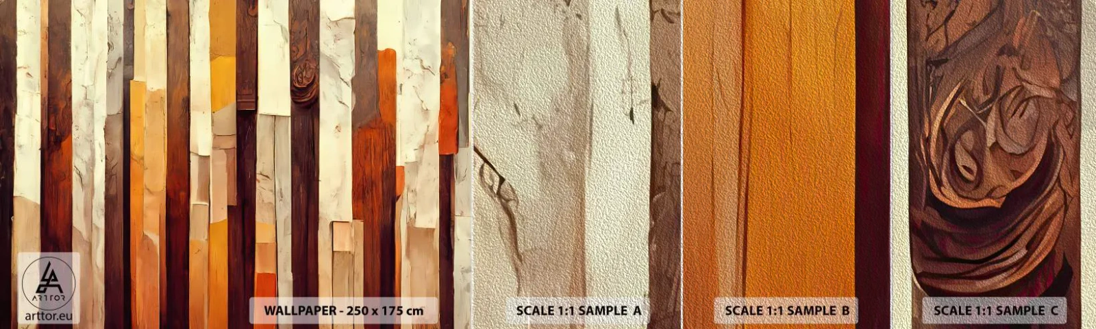 Échantillon de Papier Peint Premium Sand - Hymne des arbres forestiers - Morceau, Abstraction, Ceintures - 100x30 cm