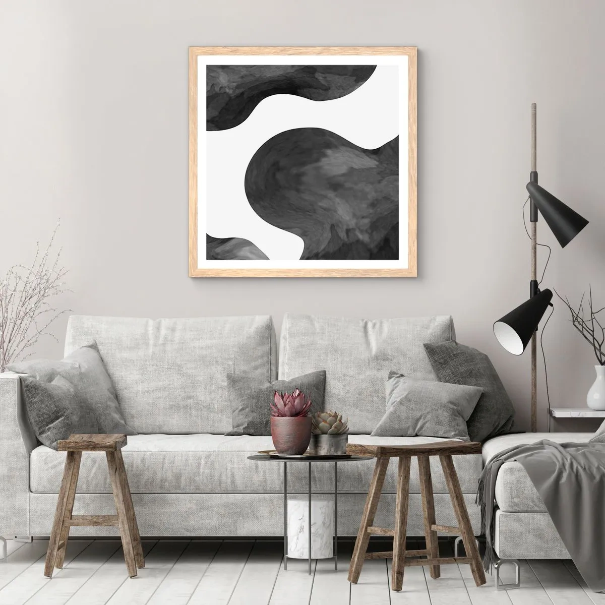 Affiche dans un chêne clair - Poster - La route du lait - 60x60 cm