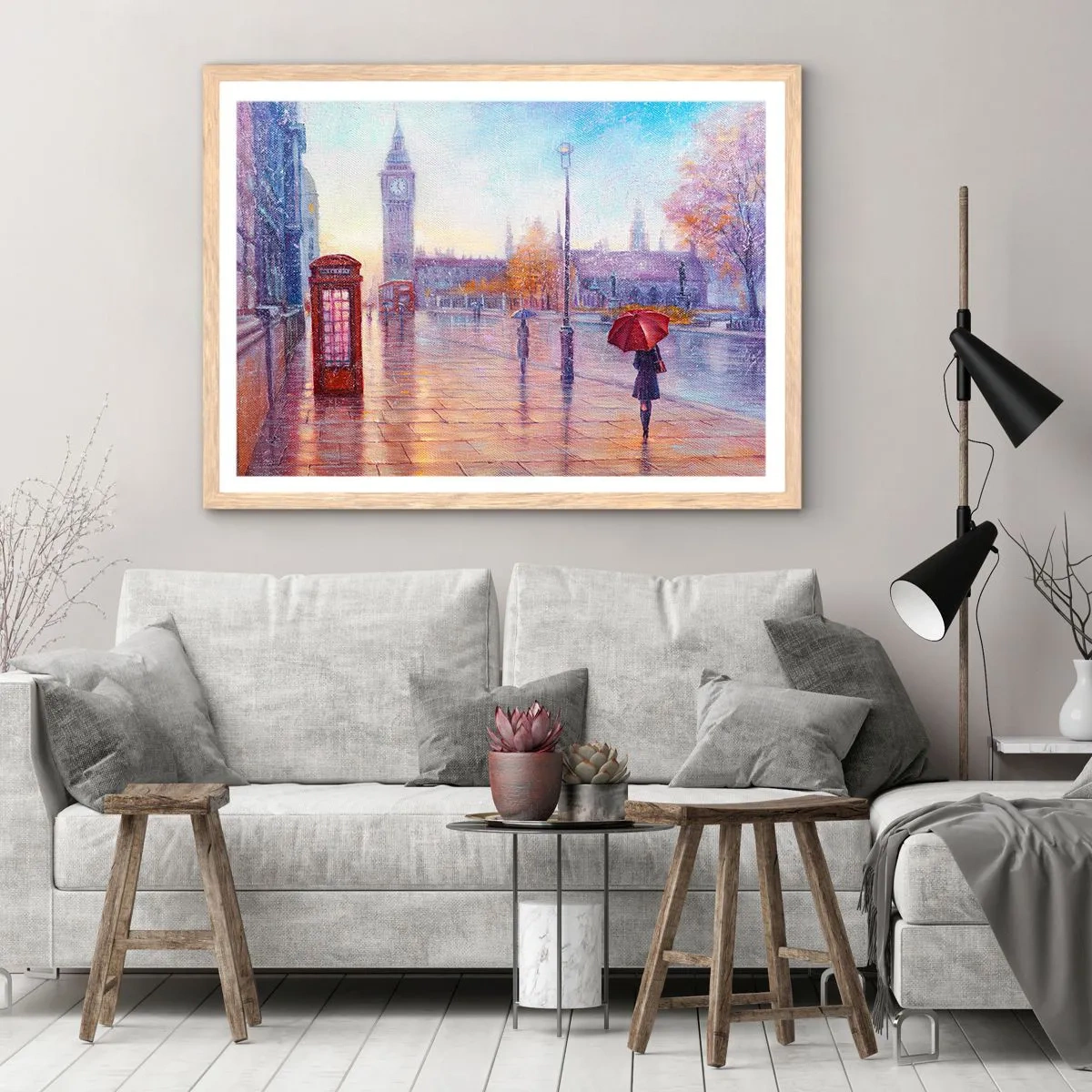 Affiche dans un chêne clair - Poster - Jour automnal londonien - 70x50 cm