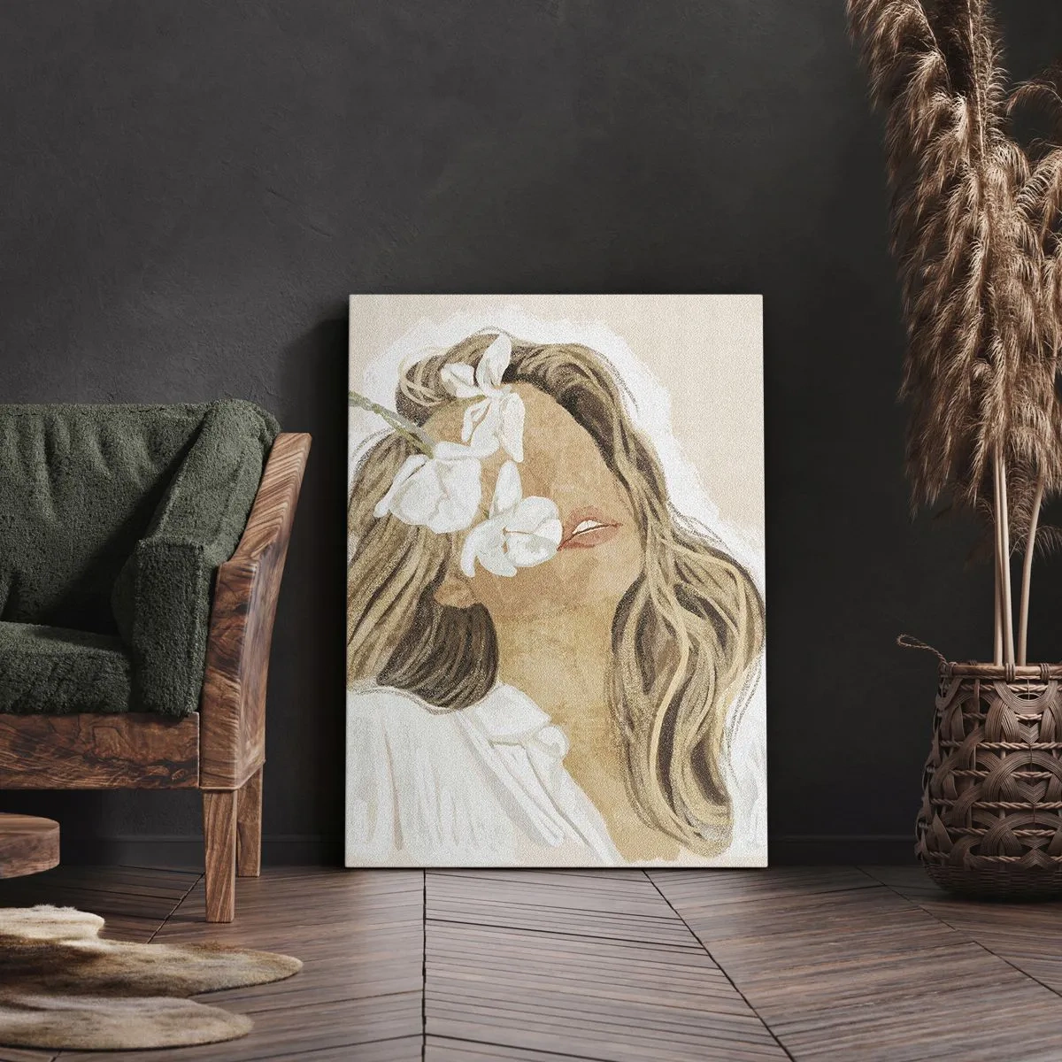 Impression sur toile - Image sur toile - Ravie parmi les fleurs - 45x80 cm