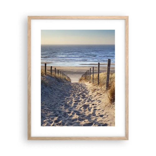 Affiche dans un chêne clair - Poster - Le bruit de la mer, le chant des oiseaux, une plage sauvage parmi les herbes… - 40x50 cm