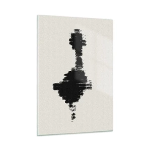 Impression sur verre - Image sur verre - Un motif minimaliste de traits noirs sur un fond clair - 50x70cm - Vibrations de l'imagination - Décoration murale moderne pour le salon et la chambre ARTTOR