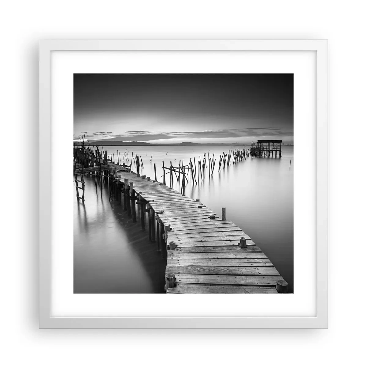 Affiche dans un cadre blanc - Poster - La paix d'un rivage oublié - 40x40 cm