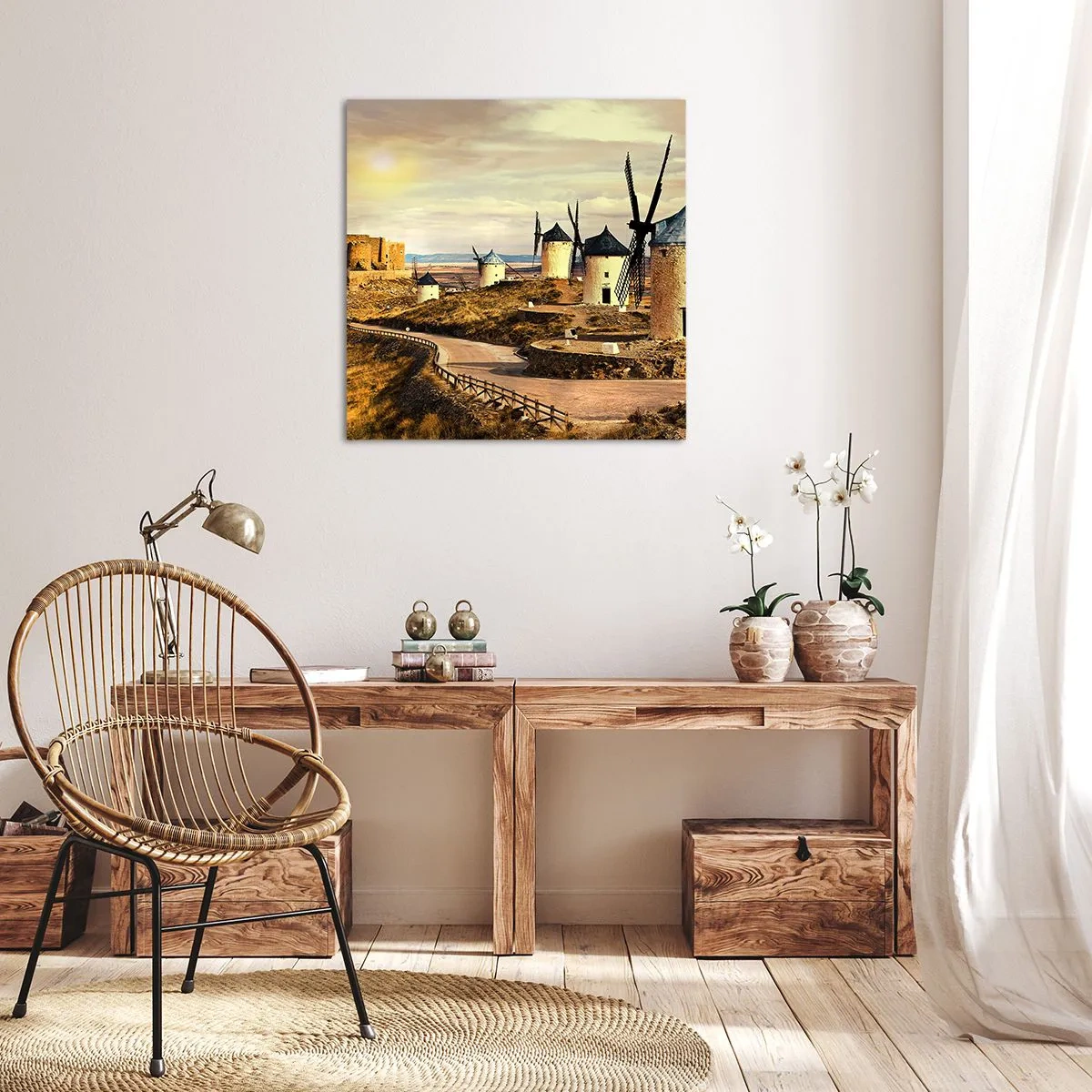 Impression sur toile - Image sur toile - Don Quichotte est sur le point d'arriver - 40x40 cm