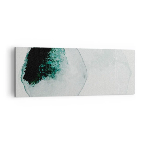 Impression sur toile - Image sur toile - Goutte d'eau abstraite avec des nuances de vert et de noir - 140x50cm - Dans une goutte d'eau - Décoration murale moderne pour le salon et la chambre ARTTOR