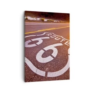 Impression sur toile - Image sur toile - Route 66 au coucher du soleil - 50x70cm - Célèbre Route 66 - Décoration murale moderne pour le salon et la chambre ARTTOR