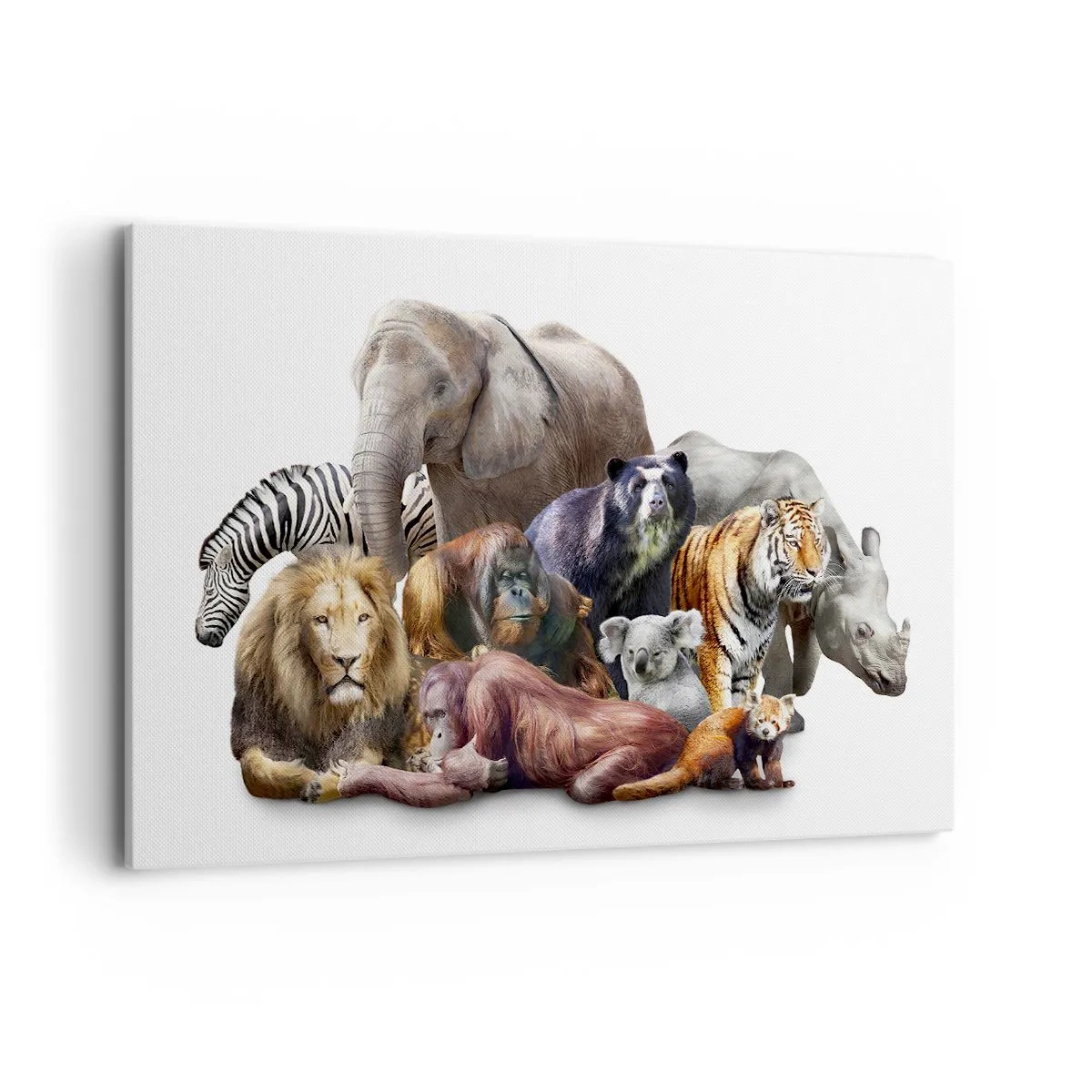Impression sur toile - Image sur toile - Une variété d'animaux sauvages dans une composition de groupe - 120x80cm - Photographie de famille africaine - Décoration murale moderne pour le salon et la chambre ARTTOR