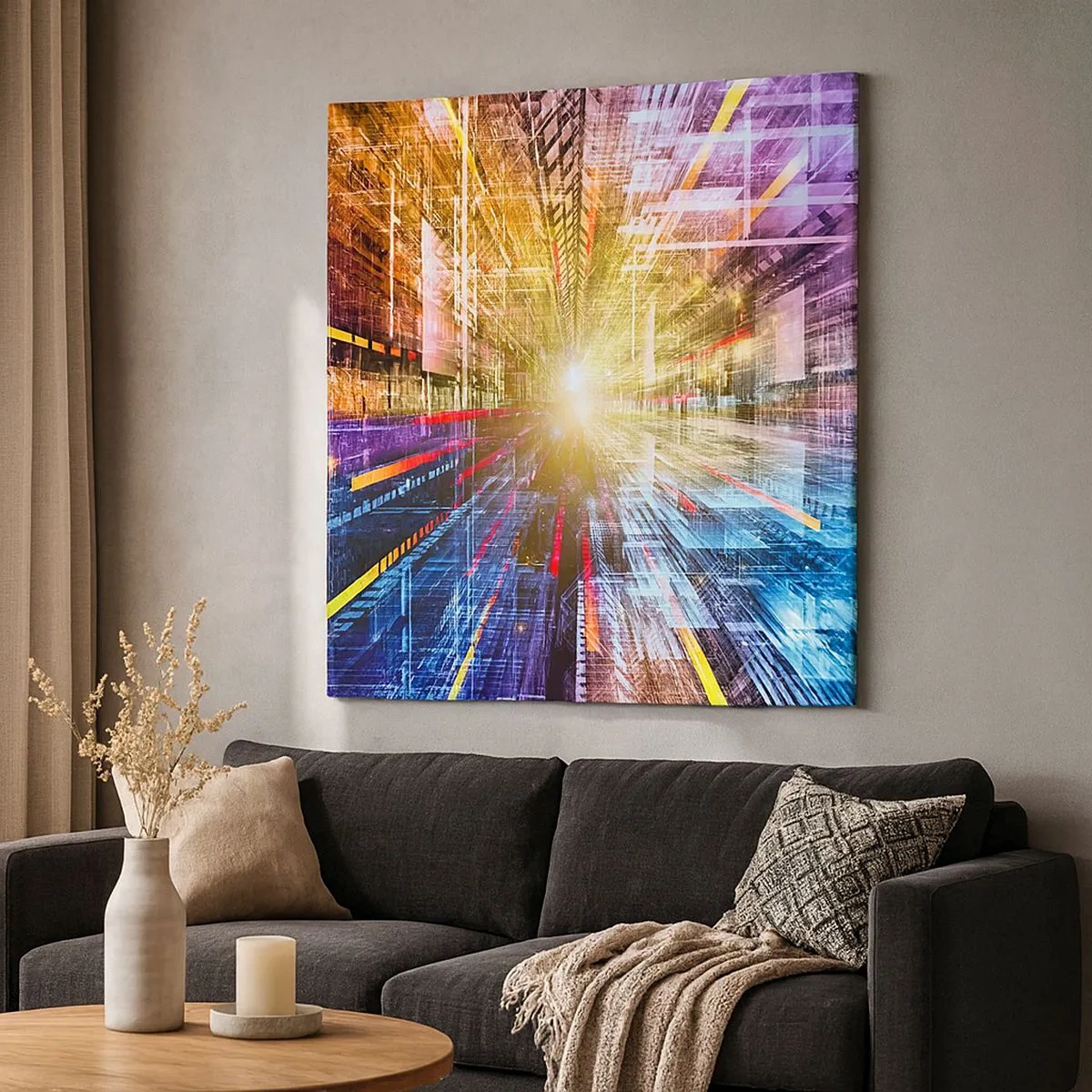 Impression sur toile - Image sur toile - Couloir lumineux - 30x30 cm