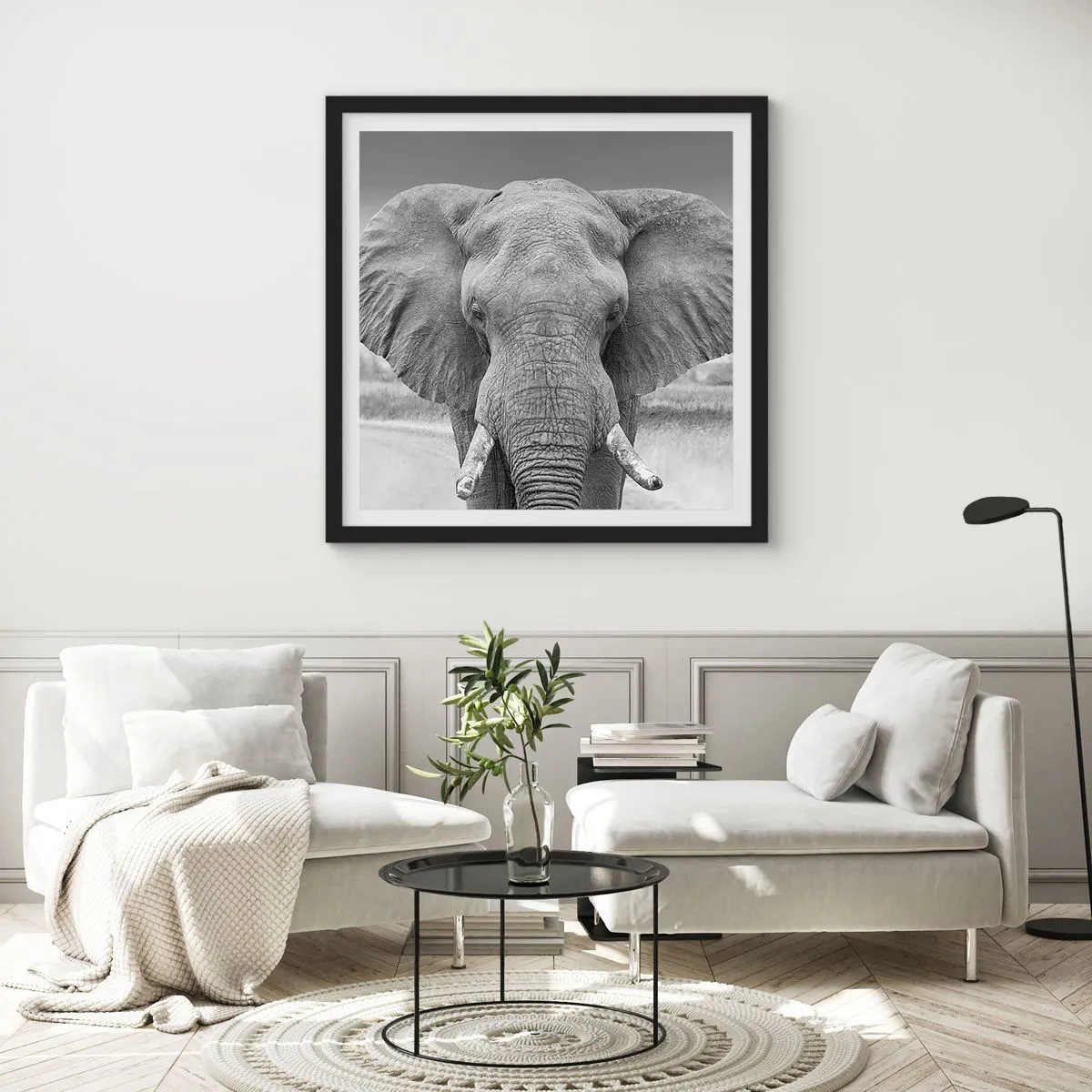 Affiche dans un cadre noir - Poster - Bienvenue dans mon monde - 50x50 cm