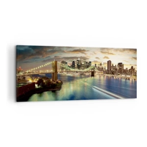 Impression sur toile - Image sur toile - Une soirée lumineuse sur Manhattan - 100x40 cm