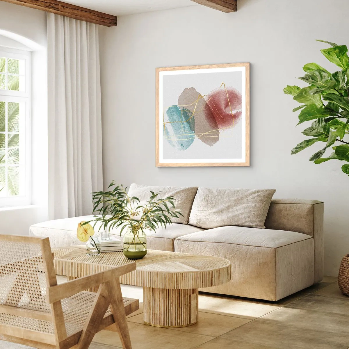 Affiche dans un chêne clair - Poster - Coraux de l'espace - 40x40 cm