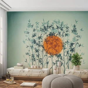 Papier Peint Photo Premium Canvas - Soleil japonnais - Abstraction, Graphique, Exotisme - 500x350 cm