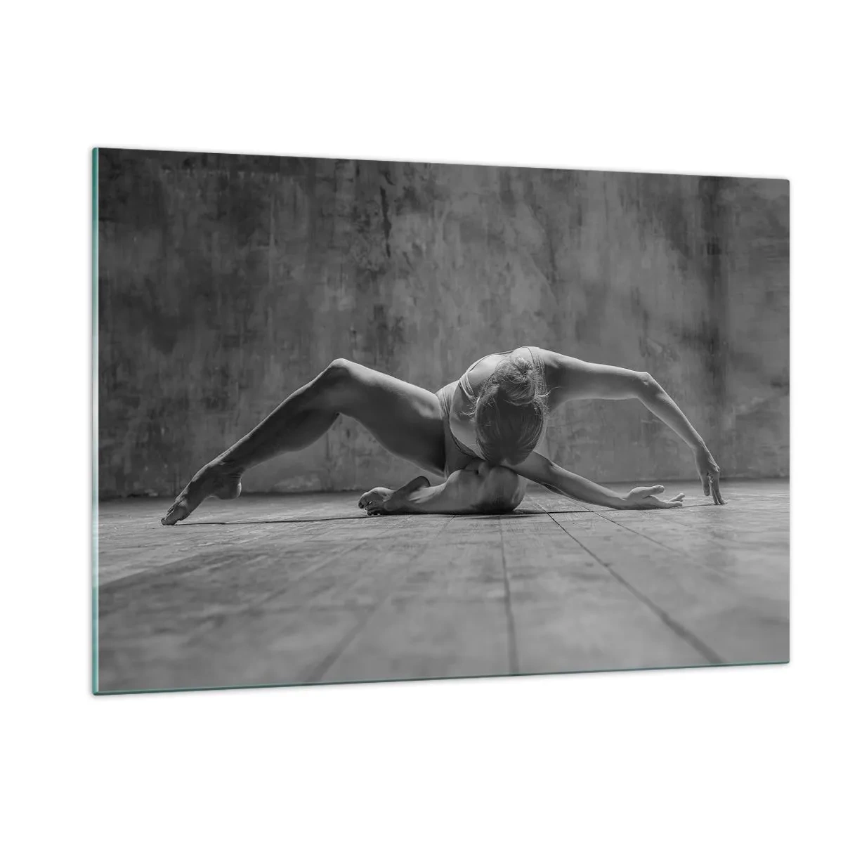 Impression sur verre - Image sur verre - Danseuse en pose sur le sol - 120x80cm - Symétrie trouvée - Décoration murale moderne pour le salon et la chambre ARTTOR