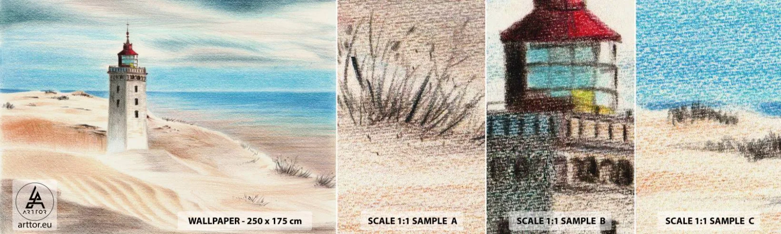 Échantillon de Papier Peint Autocollant Deluxe Sticker - Toujours regarder la mer - Phare, Plage, Mer - 100x30 cm