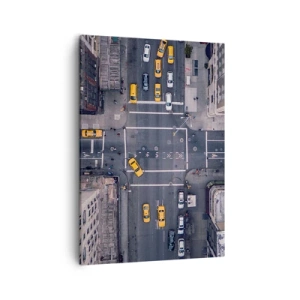 Impression sur toile - Image sur toile - Vue aérienne d'une rue animée de la ville - 50x70cm - Un choix simple - Décoration murale moderne pour le salon et la chambre ARTTOR