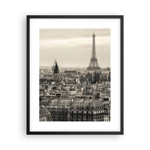 Affiche dans un cadre noir - Poster - Sur les toits de Paris - 40x50 cm