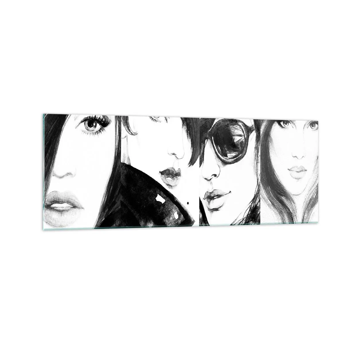 Impression sur verre - Image sur verre - Portraits élégants de femmes aux tons monochromes - 140x50cm - La beauté multipliée - Décoration murale moderne pour le salon et la chambre ARTTOR