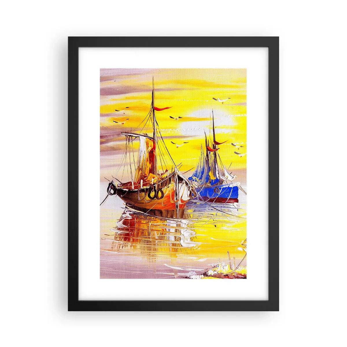 Affiche dans un cadre noir - Poster - Un repos bien mérité au port - 30x40 cm