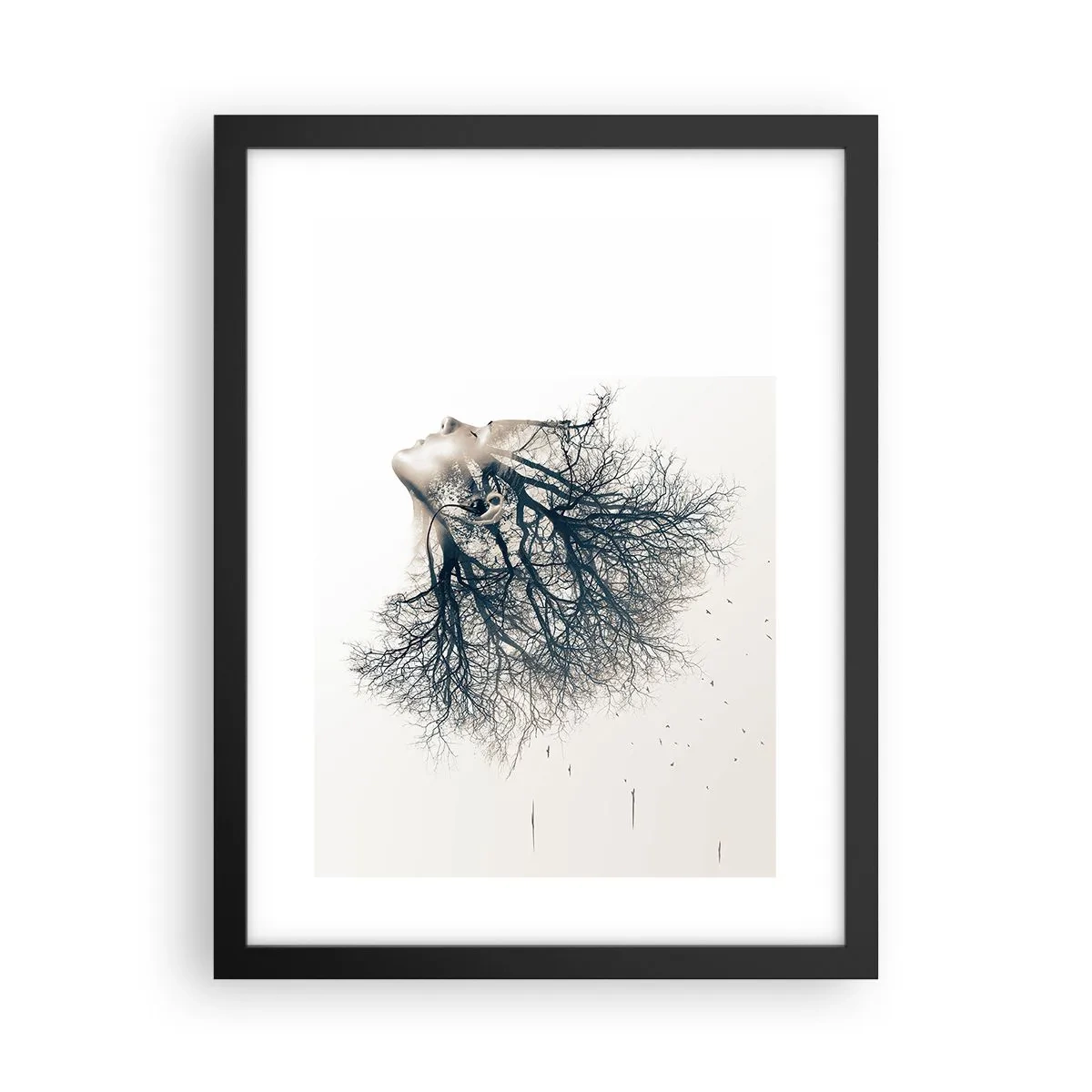 Affiche dans un cadre noir - Poster - Écouter le murmure des arbres - 30x40 cm