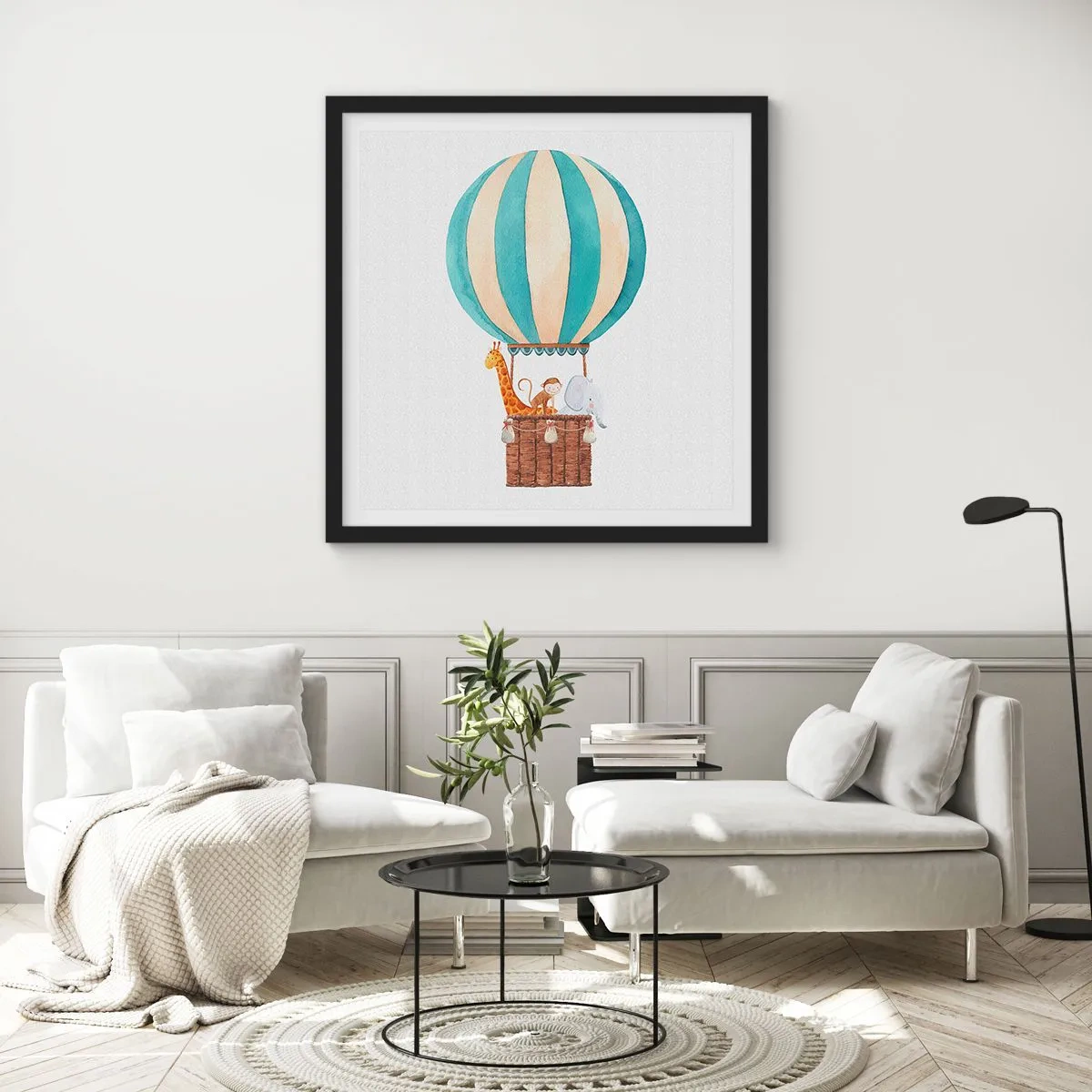 Affiche dans un cadre noir - Poster - Voyage fantastique - 60x60 cm