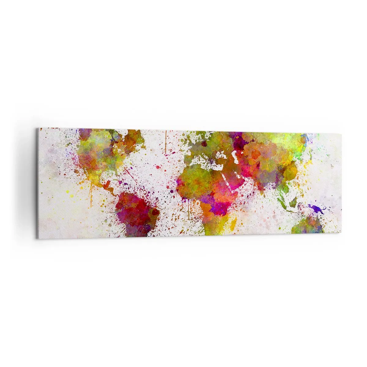 Impression sur toile - Image sur toile - Une carte du monde colorée dans un style abstrait - 160x50cm - D'une certaine manière ça s'est passé de la même façon - Décoration murale moderne pour le salon et la chambre ARTTOR