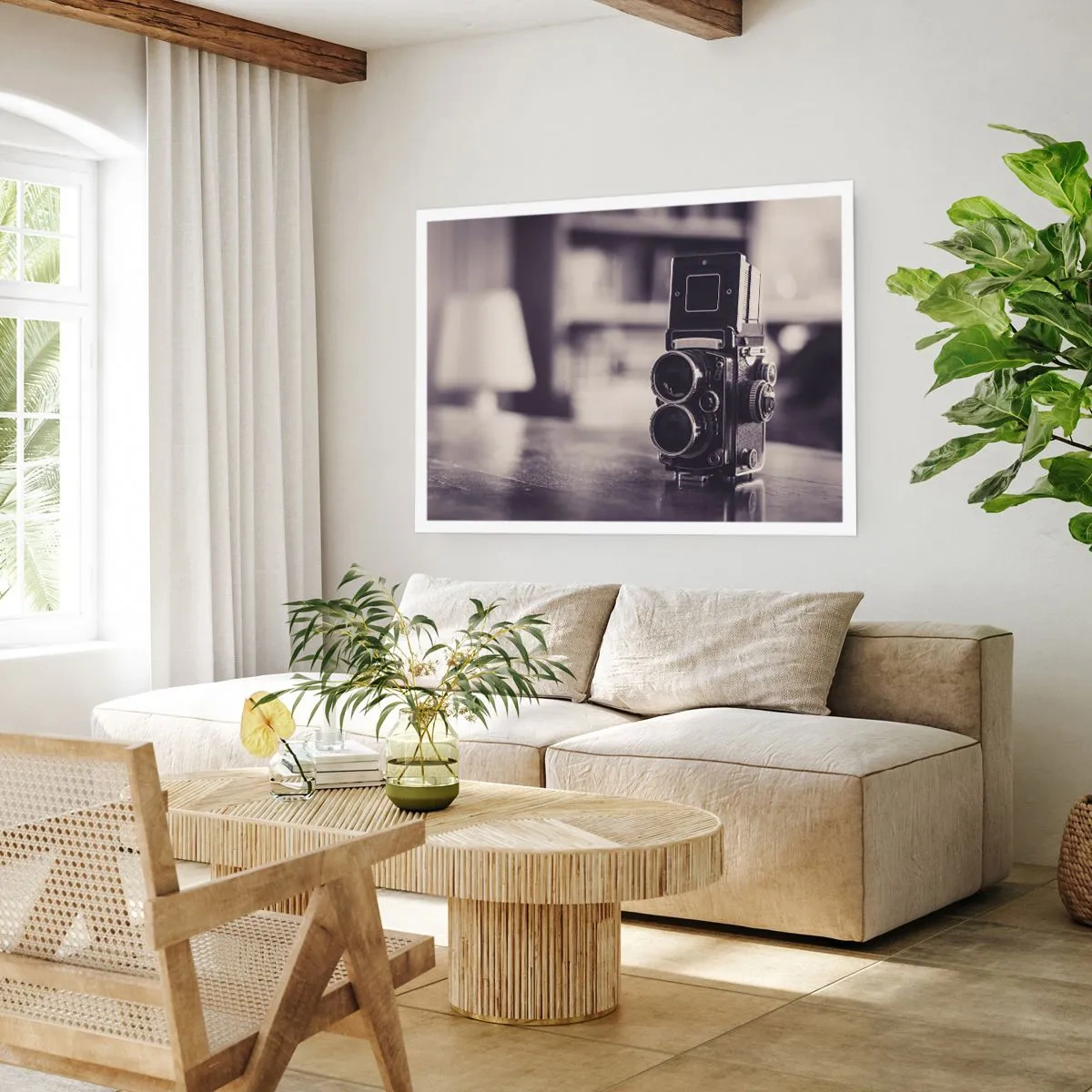 Affiche - Poster - Appareil photo ancien en noir et blanc - 100x70cm - La magie de la photographie ancienne - Décoration murale moderne pour le salon et la chambre ARTTOR