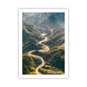 Affiche - Poster - Une vue pittoresque de la rivière serpentant à travers les vallées de montagne - 50x70cm - Directement du coeur des montagnes - Décoration murale moderne pour le salon et la chambre ARTTOR