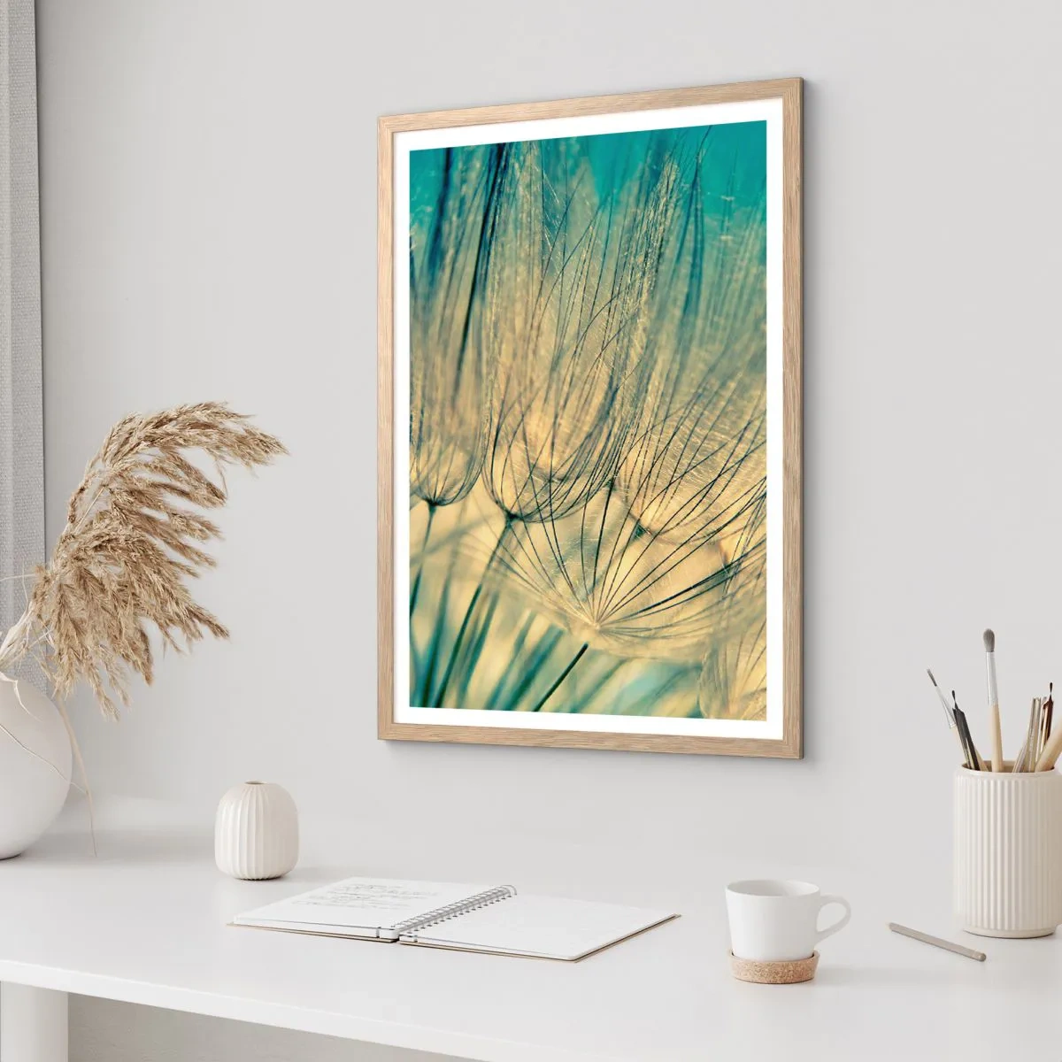 Affiche dans un chêne clair - Poster - En attente du vent - 70x100 cm