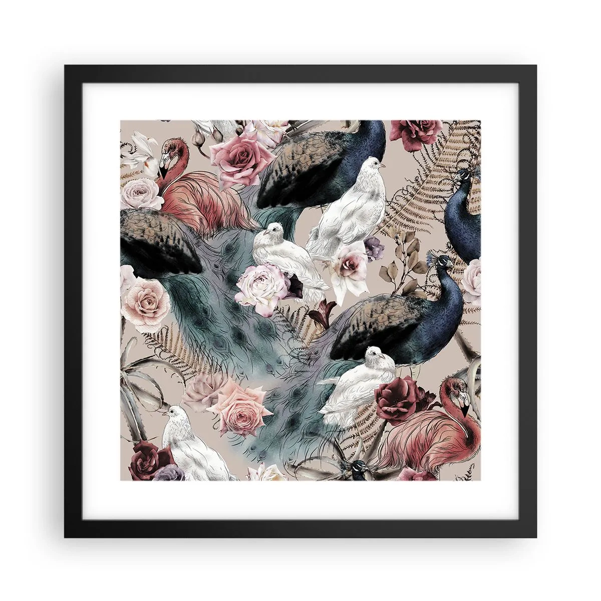 Affiche dans un cadre noir - Poster - Dans un jardin de palace - 40x40 cm