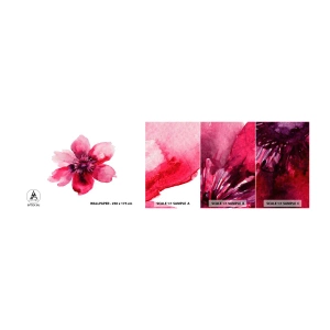 Échantillon de Papier Peint Autocollant Deluxe Sticker - Un baiser parfumé au carmin - Fleur, Aquarelles, Graphique - 100x30 cm