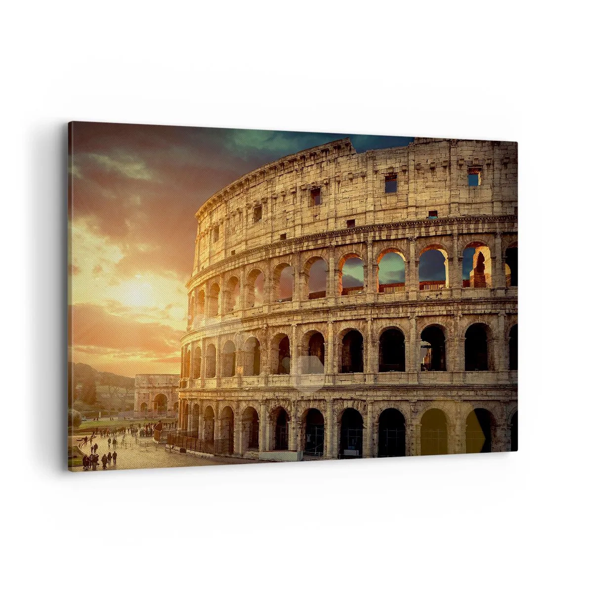 Impression sur toile - Image sur toile - Le Colisée de Rome au coucher du soleil - 100x70cm - Une impression colossale - Décoration murale moderne pour le salon et la chambre ARTTOR