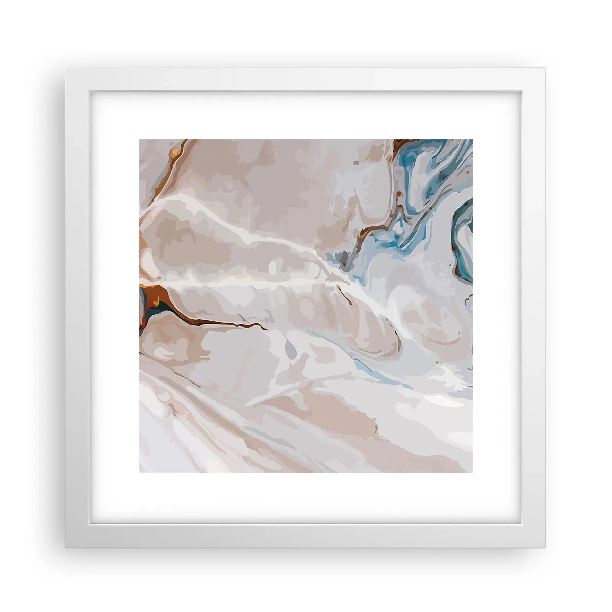 Affiche dans un cadre blanc - Poster - Le bleu serpente sous le blanc - 30x30 cm