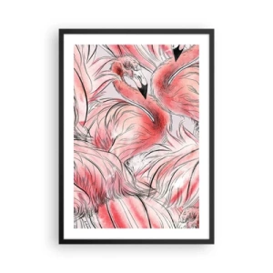 Affiche dans un cadre noir - Poster - Un motif flamant rose subtil dans des tons de rose - 50x70cm - Oiseau corps de ballet - Décoration murale moderne pour le salon et la chambre ARTTOR