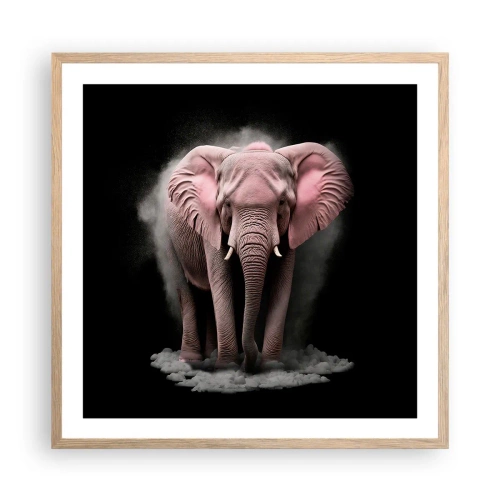 Affiche dans un chêne clair - Poster - Ne pensez pas à un éléphant rose ! - 60x60 cm