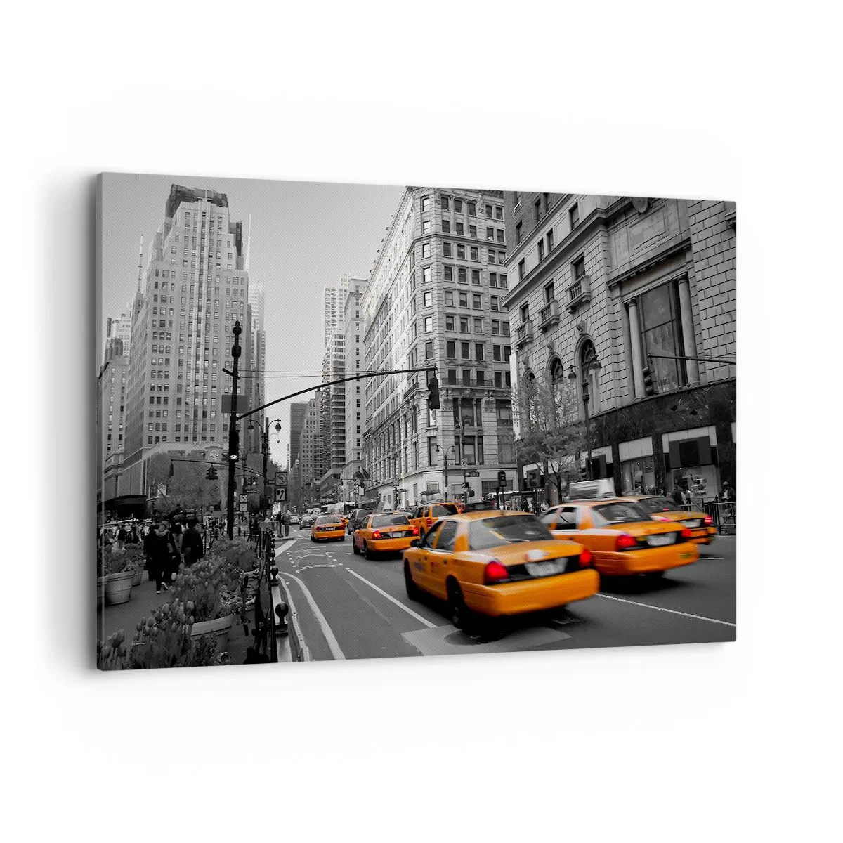Impression sur toile - Image sur toile - Taxis jaunes dans les rues de New York - 120x80cm - Soleil des grandes villes - Décoration murale moderne pour le salon et la chambre ARTTOR