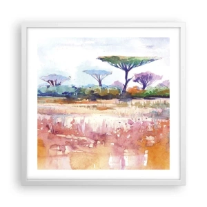 Affiche dans un cadre blanc - Poster - Couleurs de savane - 50x50 cm