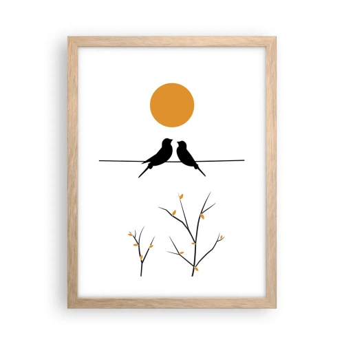 Affiche dans un chêne clair - Poster - Soirée pour rossignols - 30x40 cm