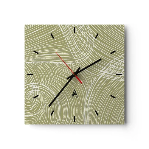 Horloge murale - Pendule murale - Lignes vertes et blanches dans une composition abstraite - 30x30cm - Abstraction complexe de blanc - Décoration murale moderne pour le salon et la chambre ARTTOR