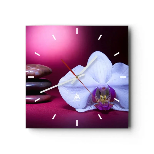 Horloge murale - Pendule murale - Une étude de fraîcheur en violet - 40x40 cm