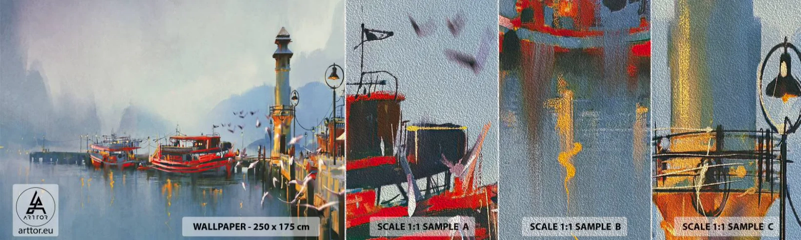 Échantillon de Papier Peint Premium Sand - Na końcu świata - Paysage, port, Phare - 100x30 cm