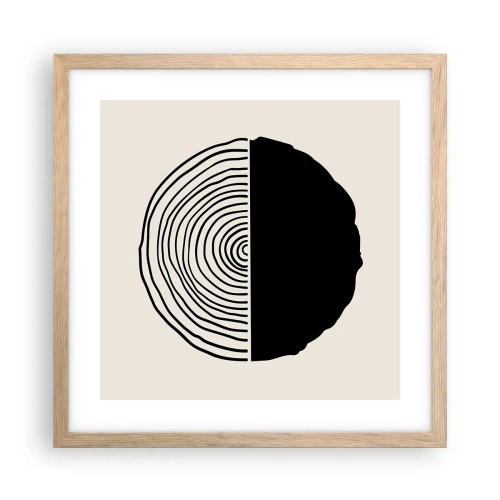 Affiche dans un chêne clair - Poster - Moitié-moitié - 40x40 cm