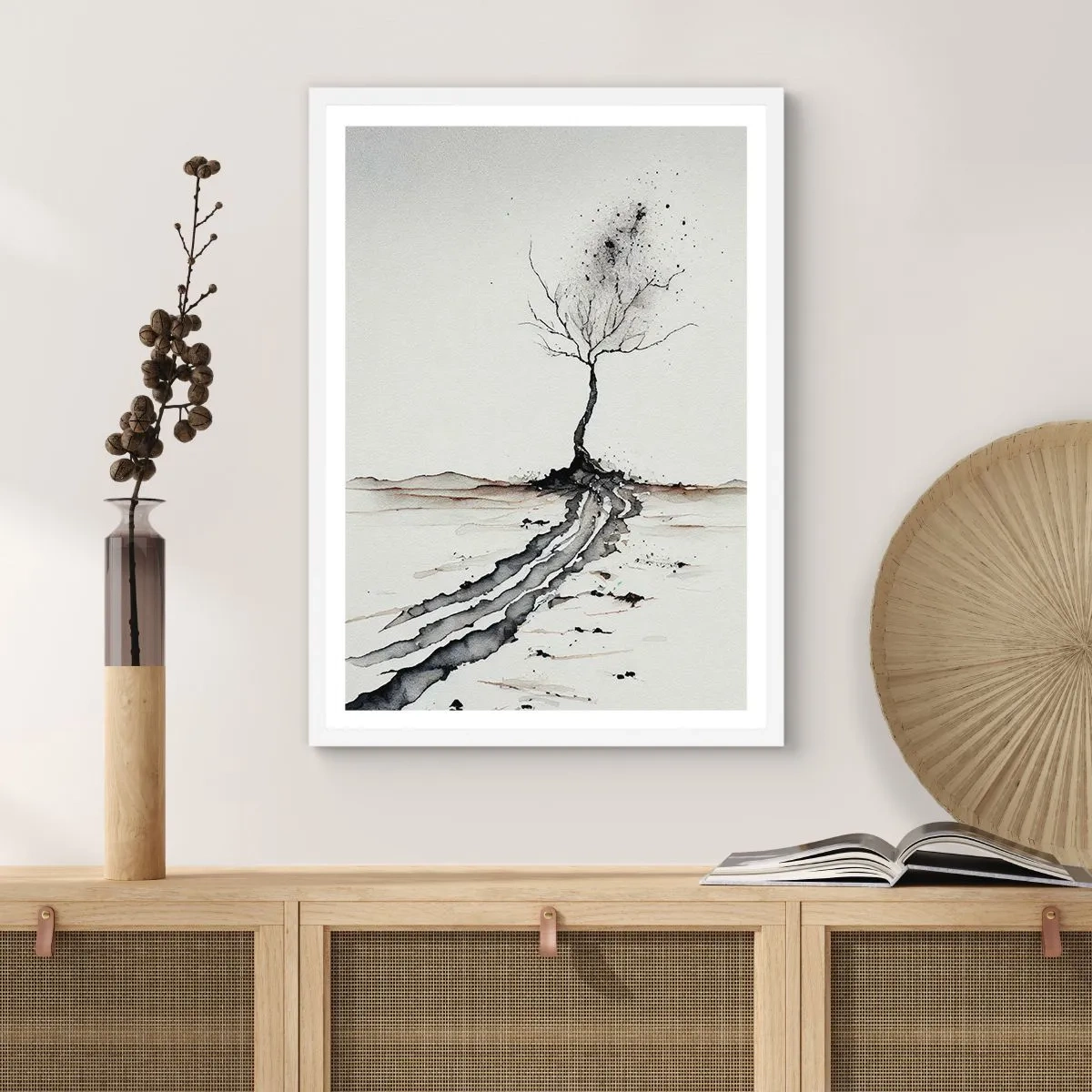 Affiche dans un cadre blanc - Poster - Mélancolie hivernale - 40x50 cm