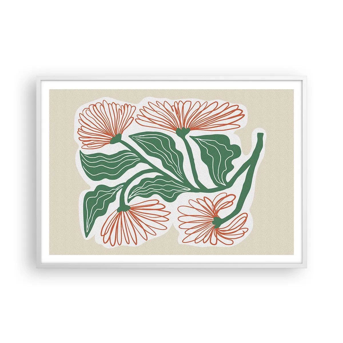 Affiche dans un cadre blanc - Poster - Folk et moderne - 100x70 cm