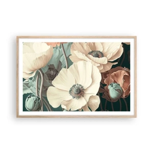 Affiche dans un chêne clair - Poster - Le murmure des coquelicots - 91x61 cm