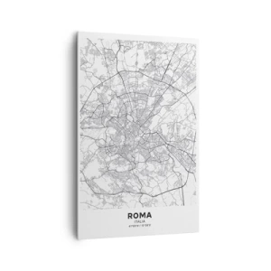 Impression sur toile - Image sur toile - Un plan de ville au style minimaliste avec des lignes délicates - 80x120cm - Cercle romain - Décoration murale moderne pour le salon et la chambre ARTTOR