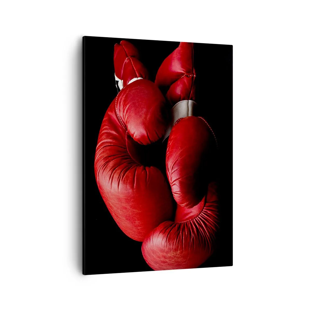 Impression sur toile - Image sur toile - Gants de boxe rouges sur fond noir - 50x70cm - Les émotions du combat sont derrière nous - Décoration murale moderne pour le salon et la chambre ARTTOR