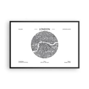 Affiche dans un cadre noir - Poster - Anatomie de Londres - 91x61 cm
