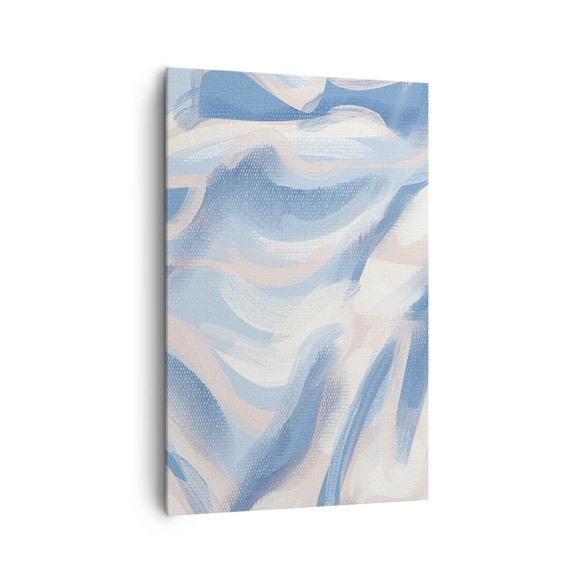 Impression sur toile - Image sur toile - Coups de pinceau abstraits dans des tons de bleu et de beige - 80x120cm - Vagues bleues - Décoration murale moderne pour le salon et la chambre ARTTOR