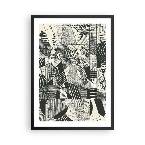 Affiche dans un cadre noir - Poster - Motifs géométriques abstraits en noir et blanc - 50x70cm - Dynamique du modernisme - Décoration murale moderne pour le salon et la chambre ARTTOR